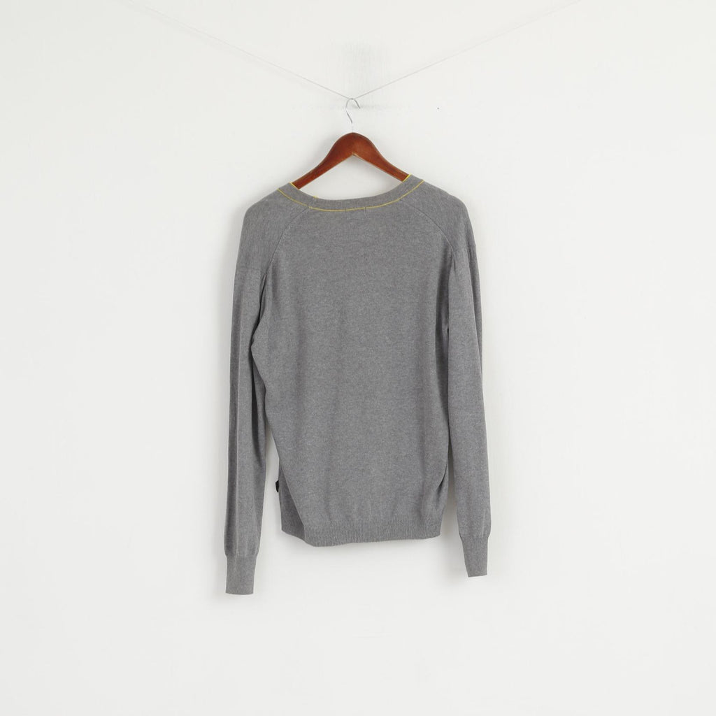 Paul Smith Jeans Men M Jumper Grey Cotton V Neck Classic Sweater