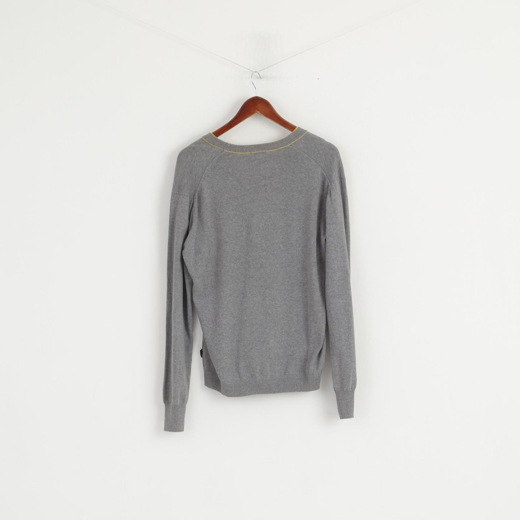 Paul Smith Jeans Men M Jumper Grey Cotton V Neck Classic Sweater