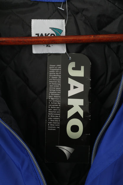 New JAKO Men XL Jacket Blue Sport Padded Sportswear Hooded Team Sport Top