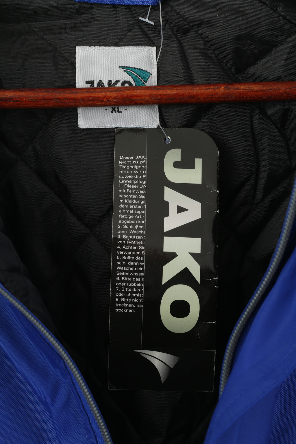 Nuova giacca JAKO da uomo XL Blu Sport imbottito Abbigliamento sportivo con cappuccio Team Sport Top