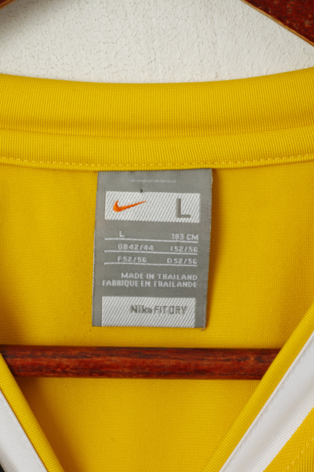 Maglia da calcio per abbigliamento sportivo da allenamento a righe gialle Nike L 183 da uomo