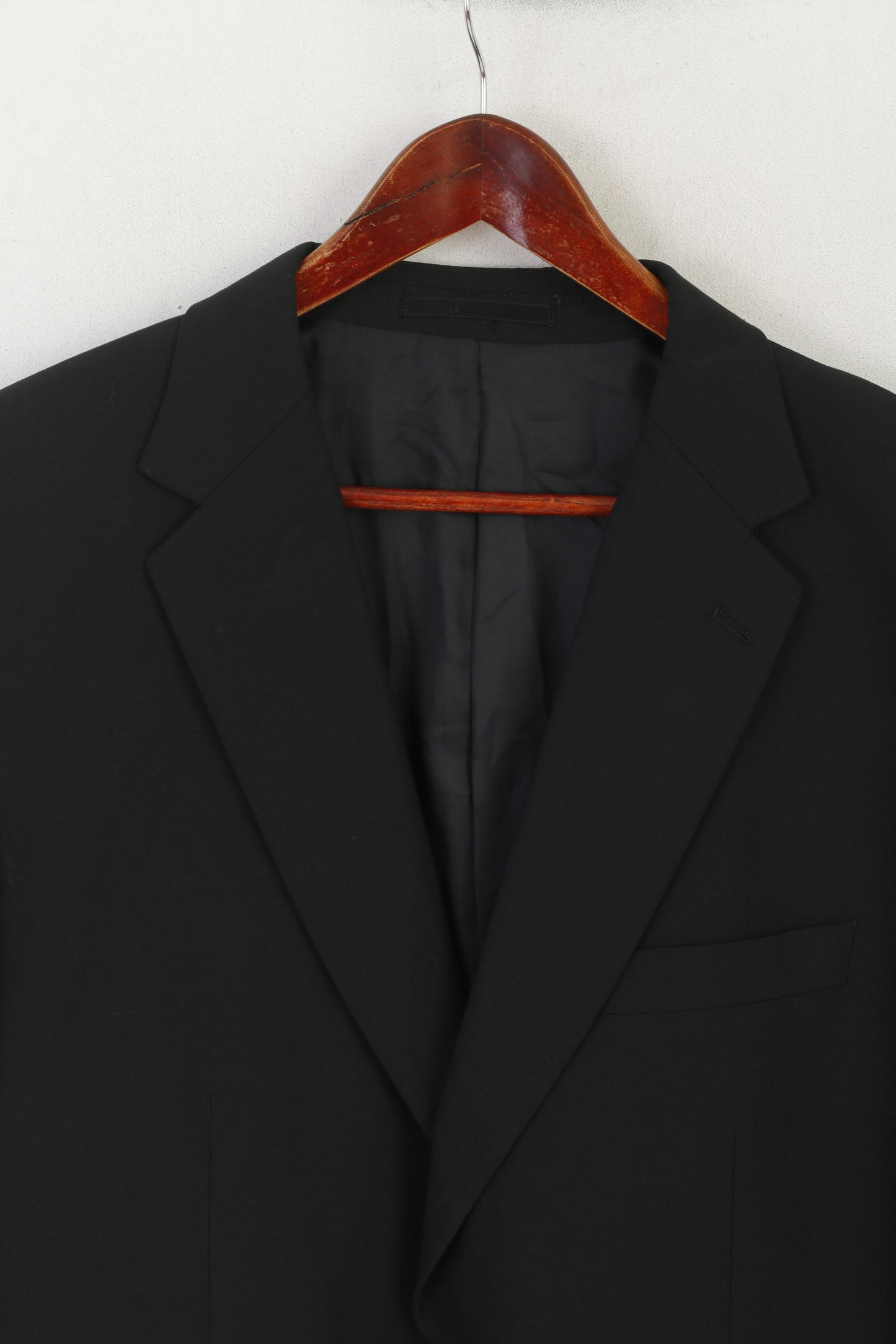 Daniel Grahame Men 48 Blazer Black Shiny Wool Lycra Single Breasted Jacket