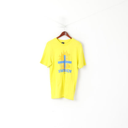 Nike Men L Shirt Yellow Cotton Sweden Football #10 Zlatan Sportswear Top