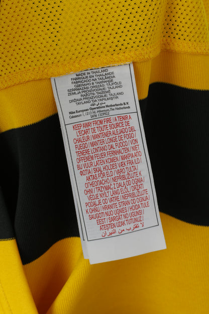 Nike Men L 183 Long Sleeved Shirt Yellow Striped Training Sportswear Football Top