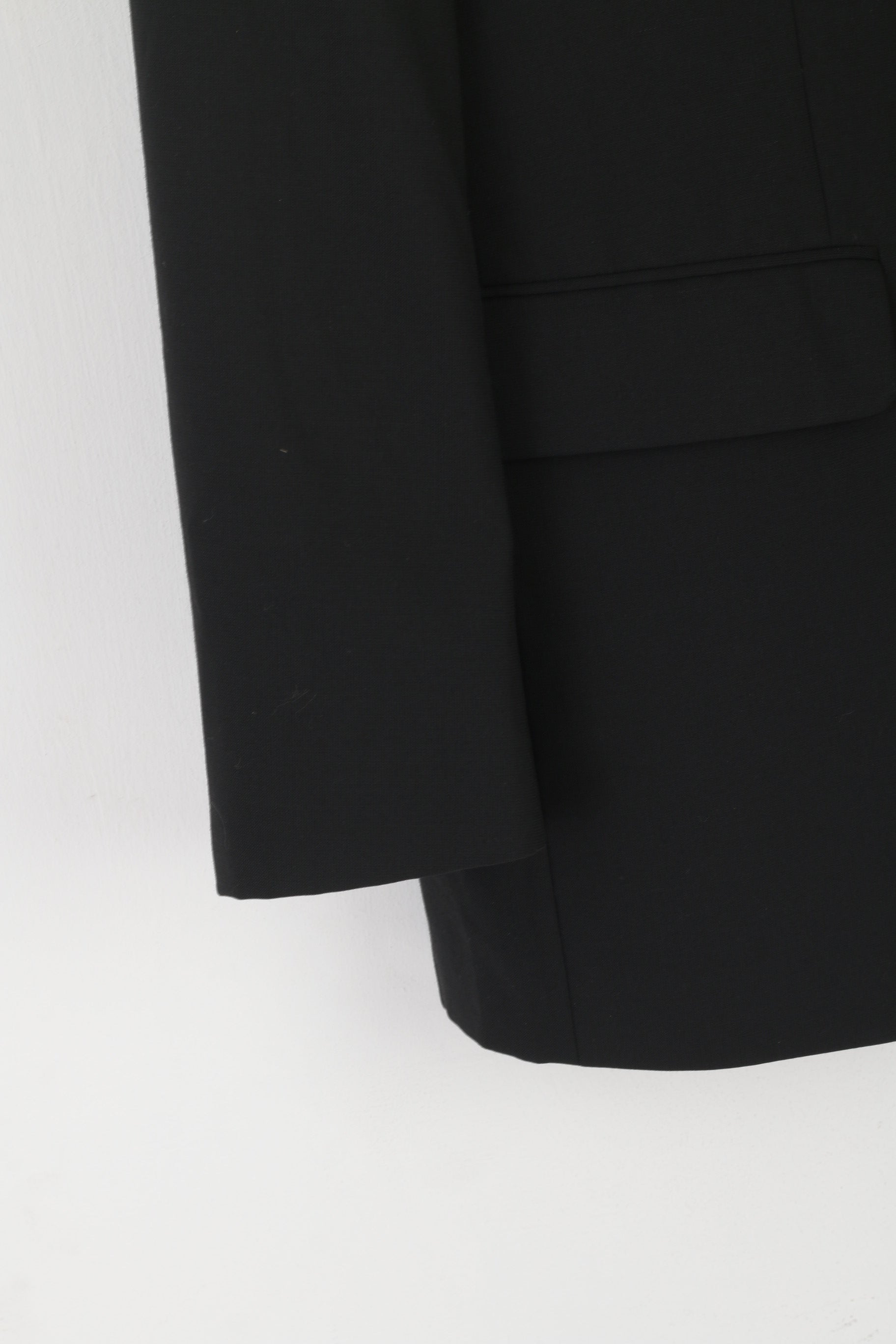 Daniel Grahame Men 48 Blazer Black Shiny Wool Lycra Single Breasted Jacket