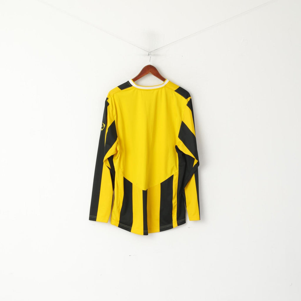 Maglia da calcio per abbigliamento sportivo da allenamento a righe gialle Nike L 183 da uomo