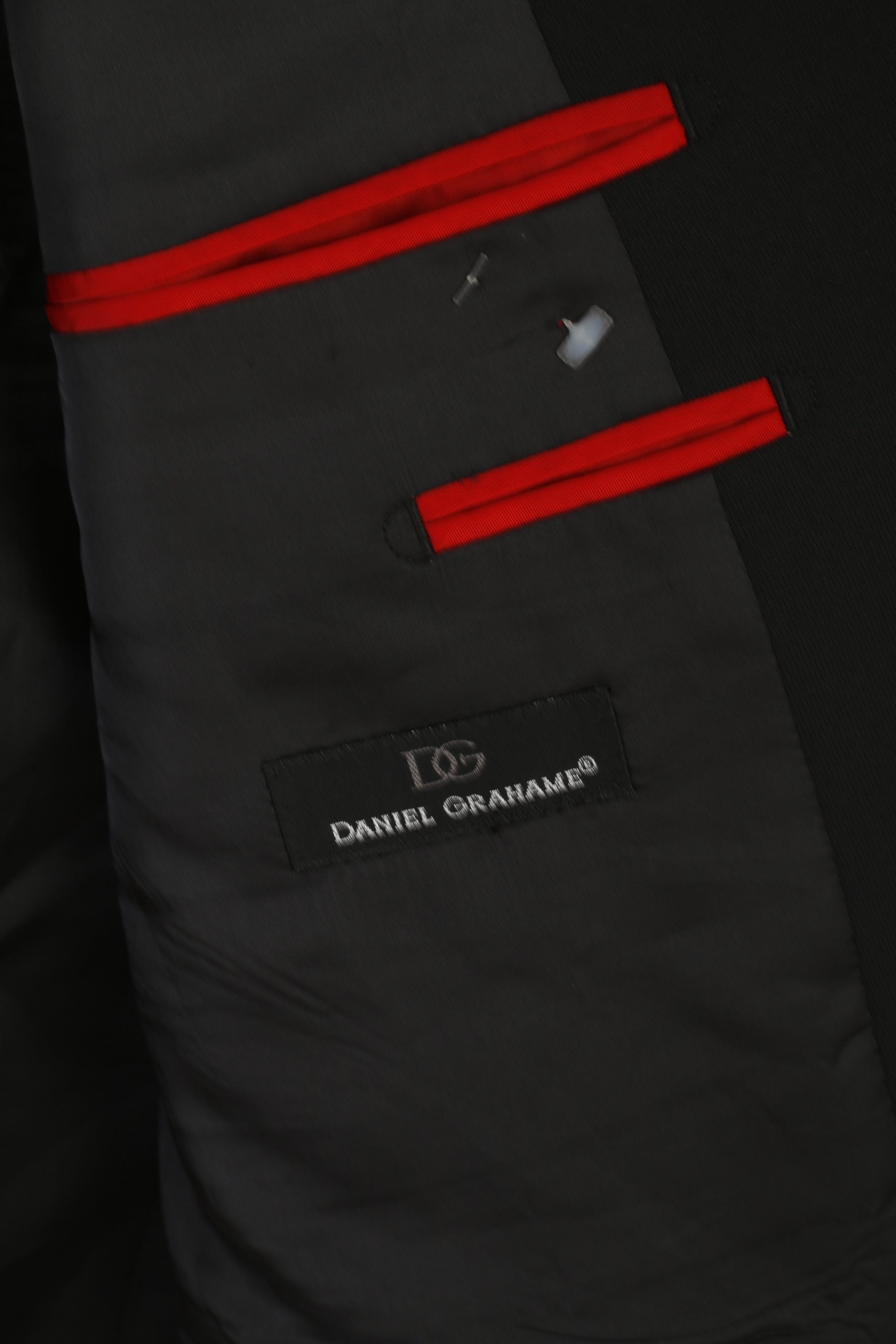 Daniel Grahame Men 48 Blazer Black Shiny Wool Lycra Single Breasted Jacket