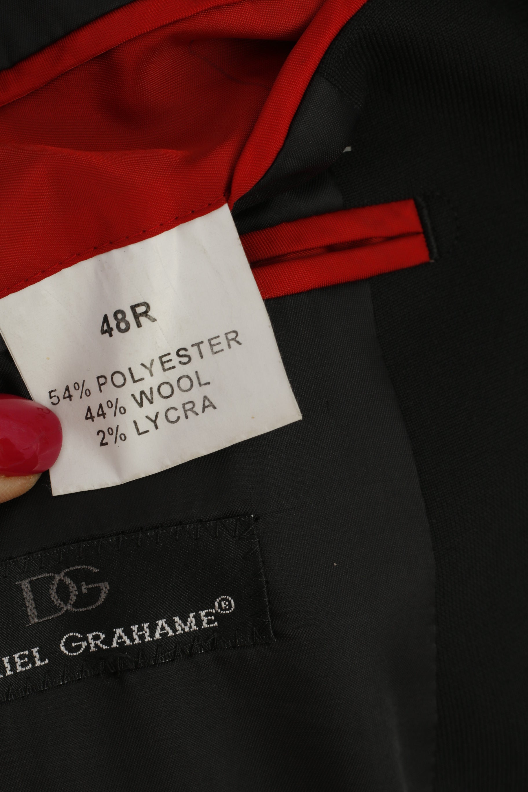 Daniel Grahame Men 48 Blazer Black Shiny Wool Lycra Single Breasted Jacket