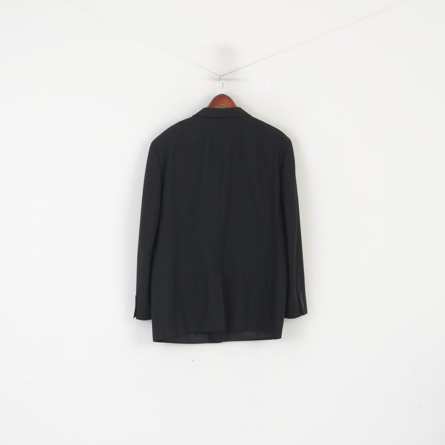 Daniel Grahame Men 48 Blazer Black Shiny Wool Lycra Single Breasted Jacket