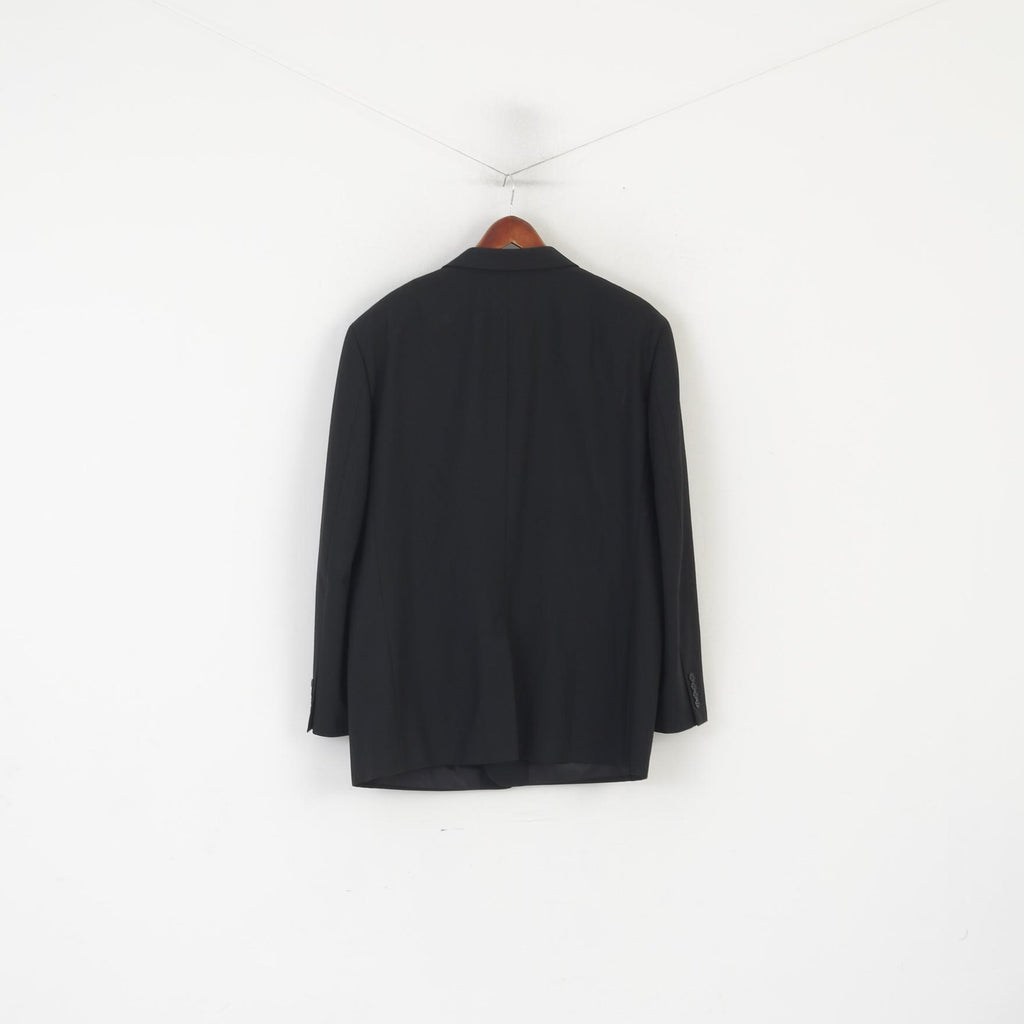 Daniel Grahame Men 48 Blazer Black Shiny Wool Lycra Single Breasted Jacket