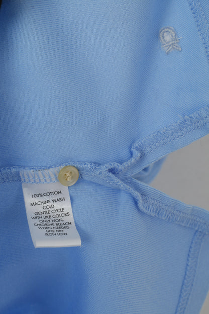 Calvin Klein Femmes L Polo Bleu Coton Court Manches Courtes Top