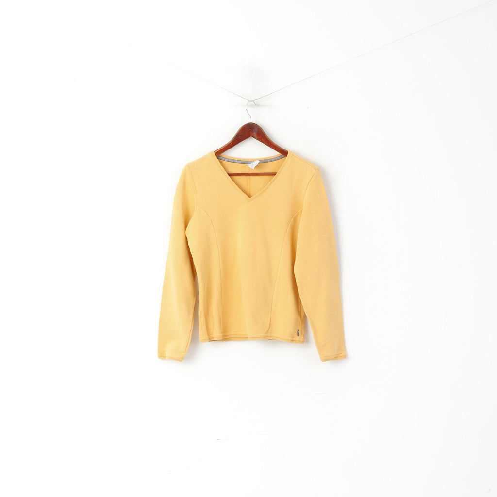 Adidas Femmes M Sweat Orange Coton Vintage Col V Cropped Sport Top