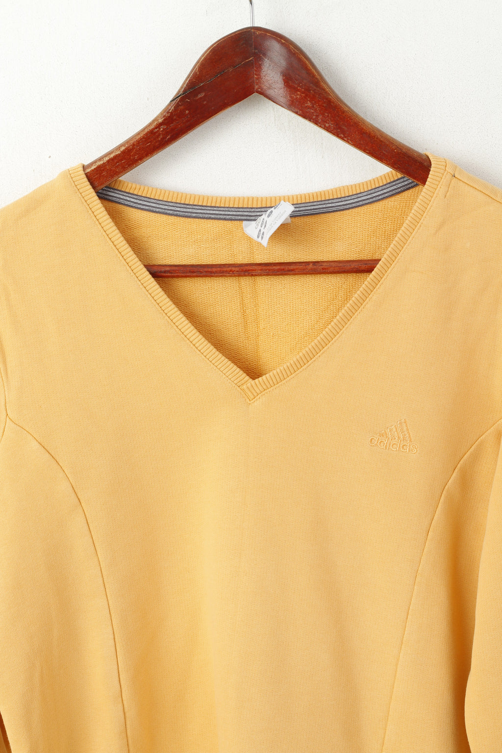 Adidas Femmes M Sweat Orange Coton Vintage Col V Cropped Sport Top