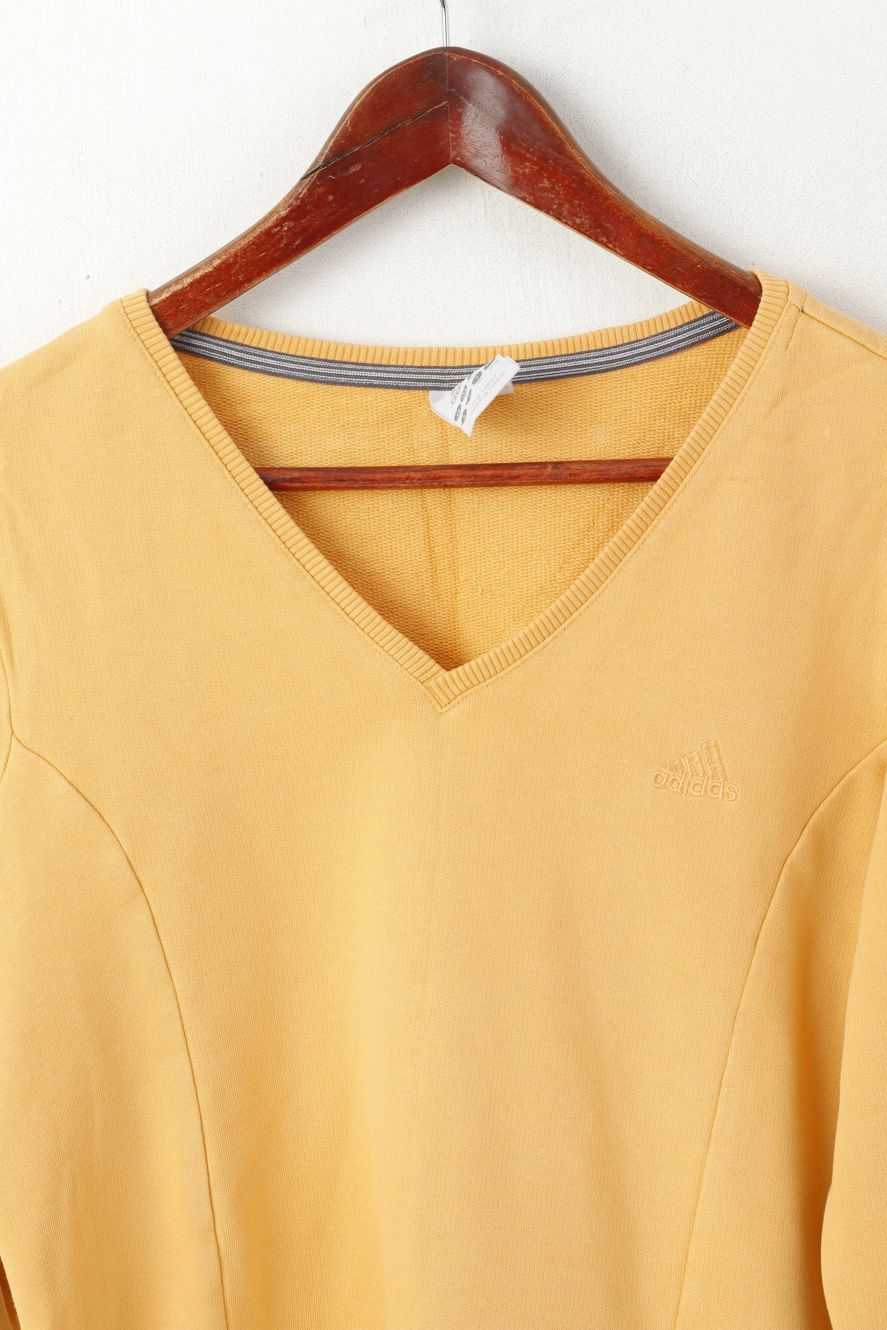 Felpa Adidas M da donna Top sportivo corto in cotone arancione vintage con scollo a V