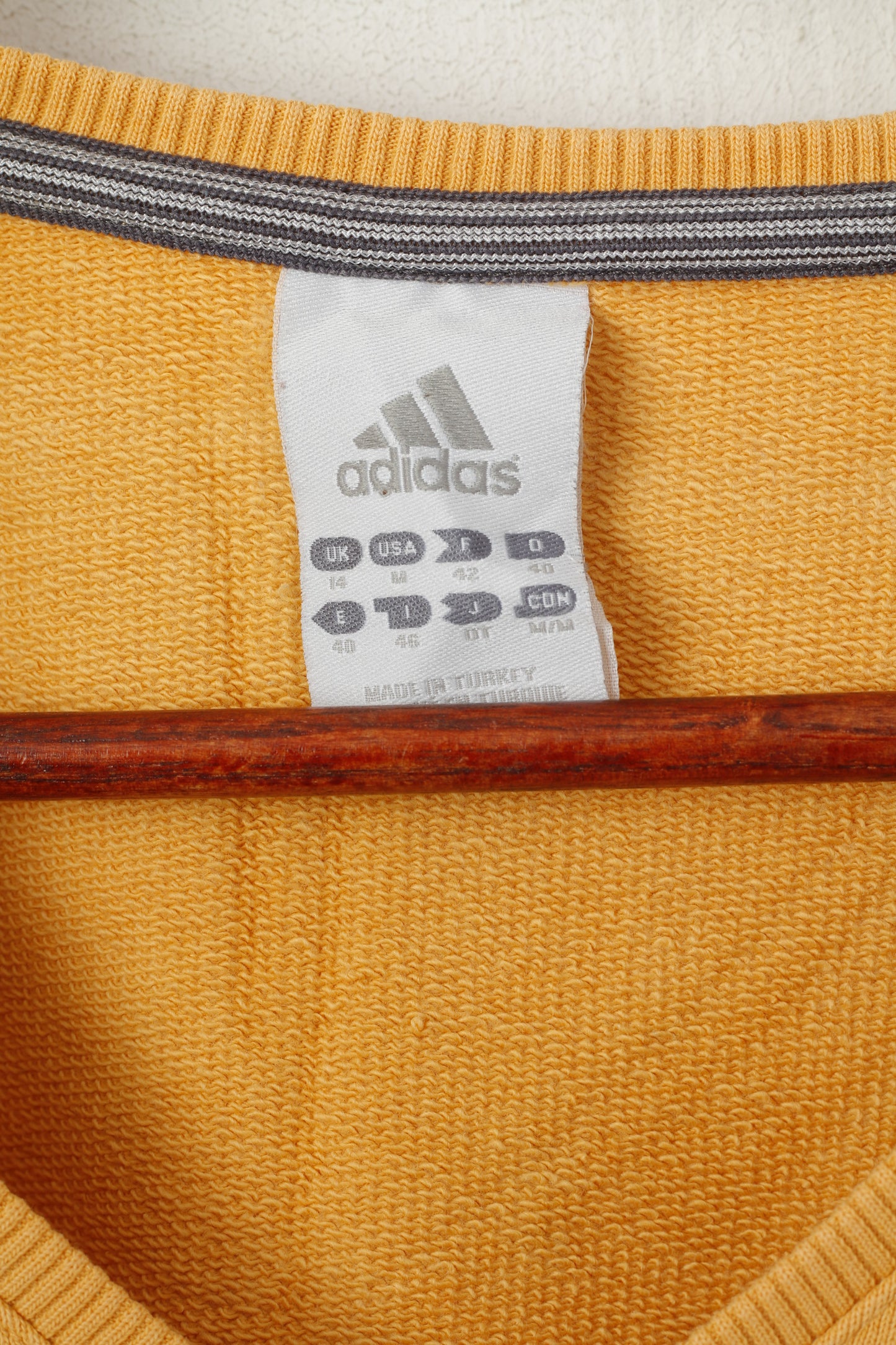 Adidas Femmes M Sweat Orange Coton Vintage Col V Cropped Sport Top