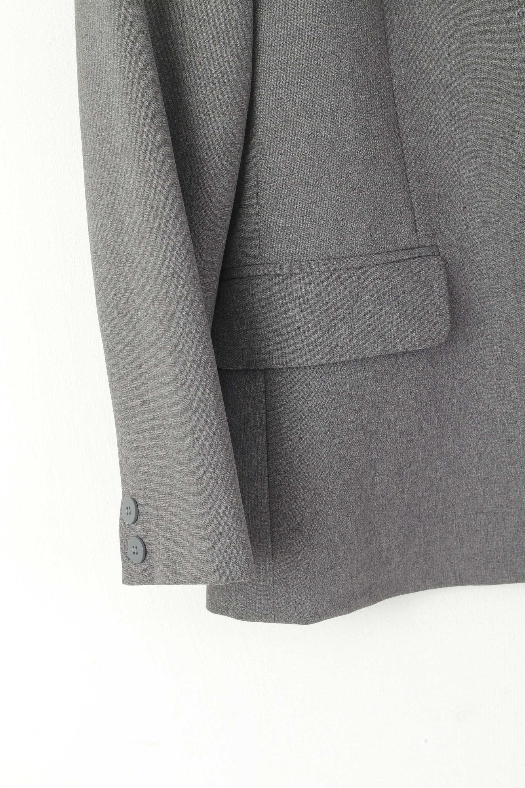 United Colors Of Benetton Donna 44 M Blazer Grigio Lucido Spalline Giacca monopetto