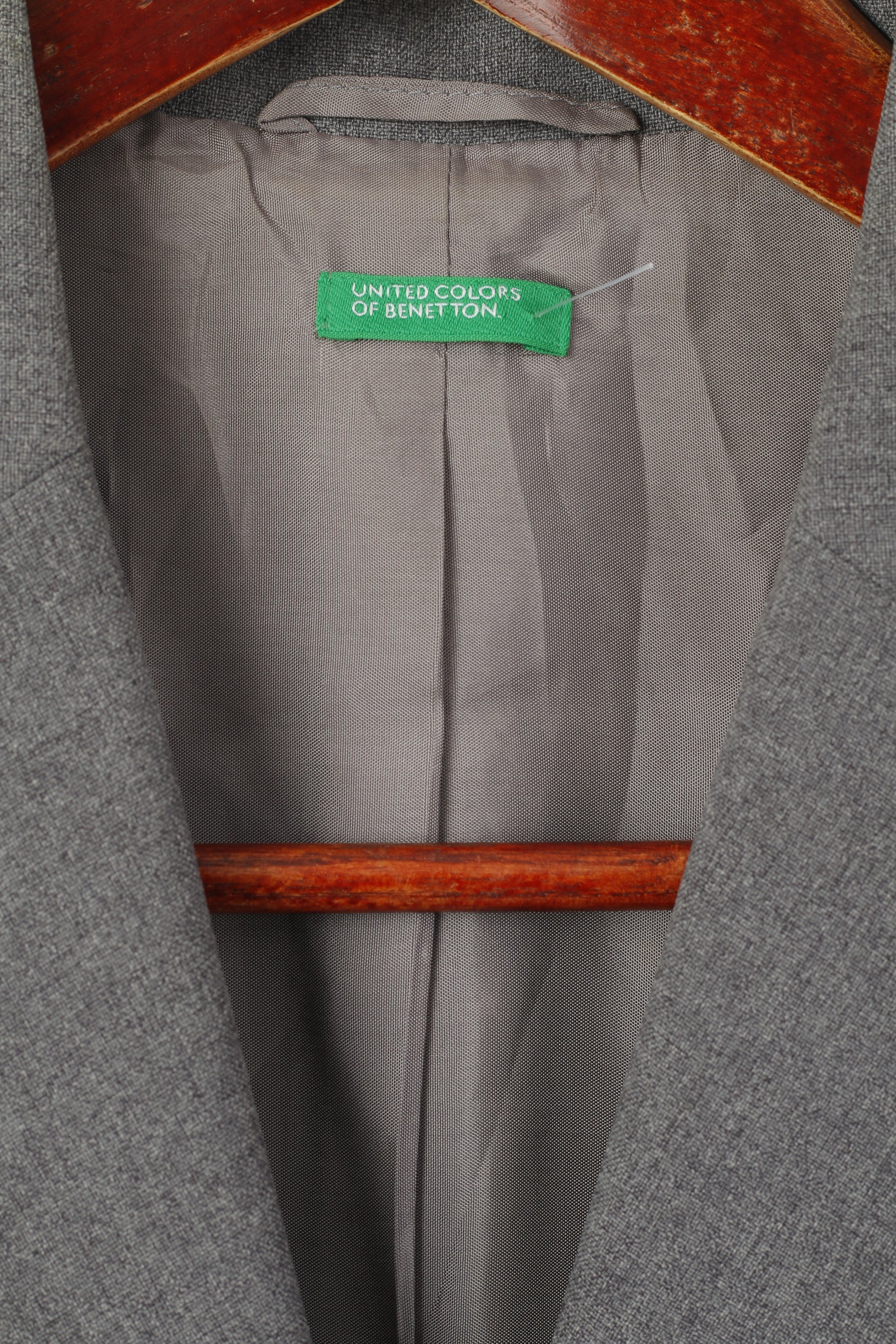 United Colors Of Benetton Donna 44 M Blazer Grigio Lucido Spalline Giacca monopetto