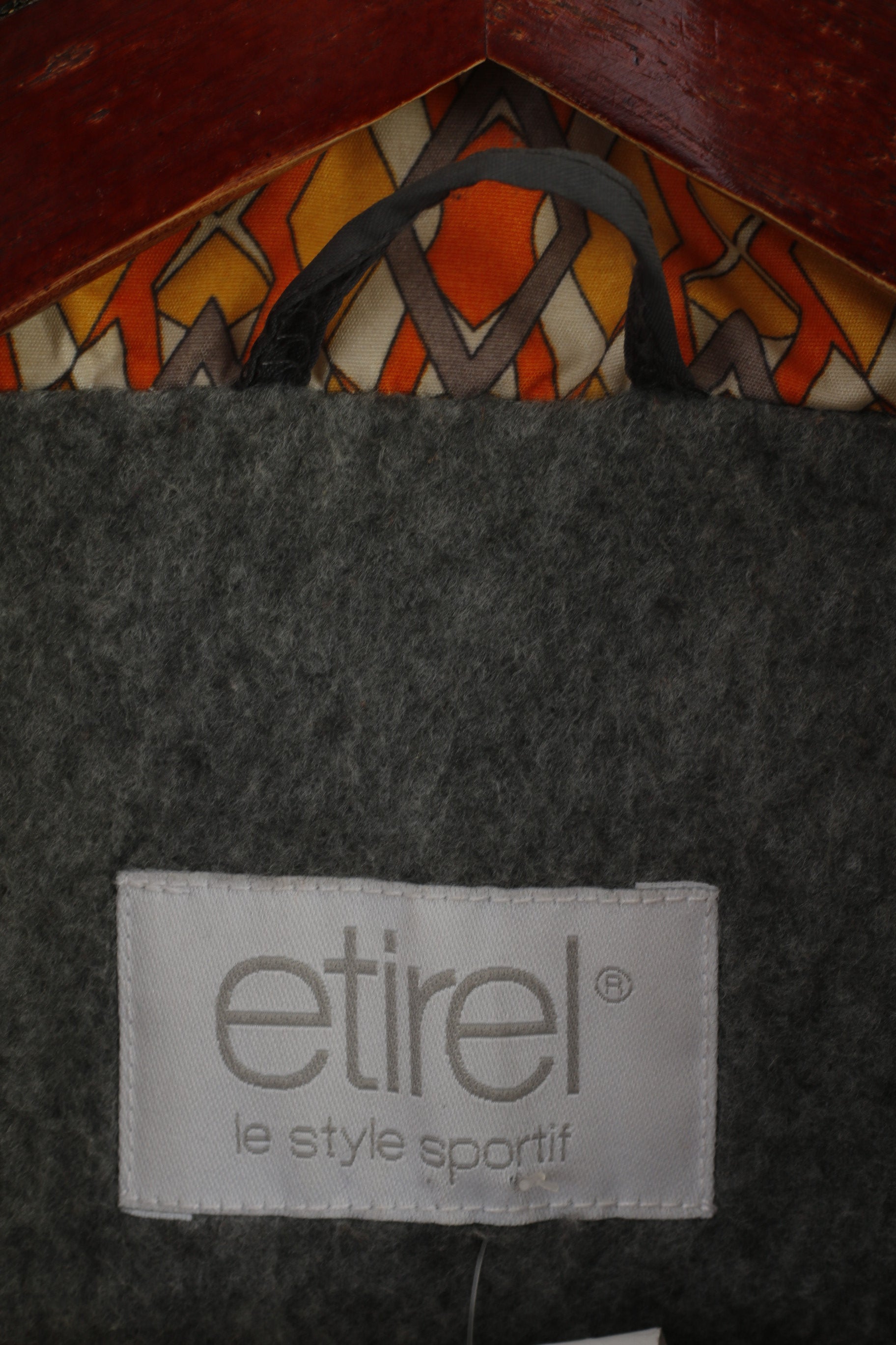 Etirel Men M Jacket Bomber Orange Vintage Diamond Print Ski Fleece Inside Top