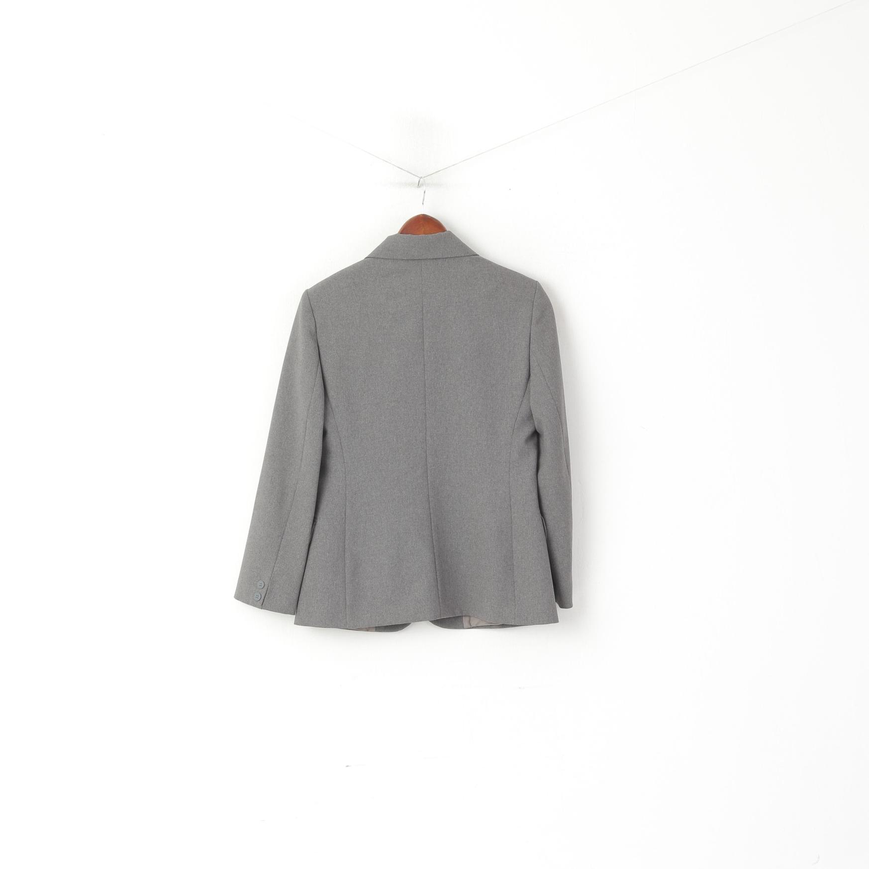 United Colors Of Benetton Donna 44 M Blazer Grigio Lucido Spalline Giacca monopetto