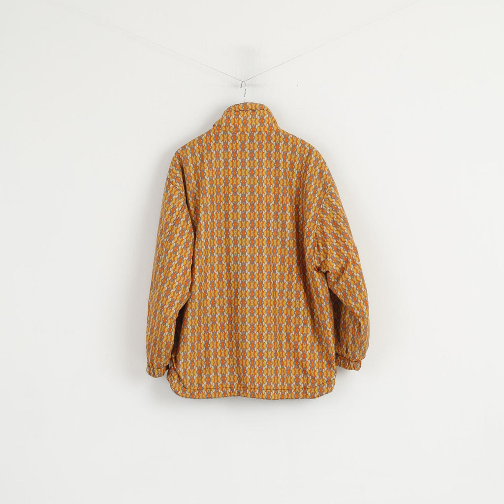 Etirel Men M Jacket Bomber Orange Vintage Diamond Print Ski Fleece Inside Top