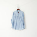 Calvin Klein Jeans Men L Casual Shirt Light Blue Cotton Soft Long Sleeve Top