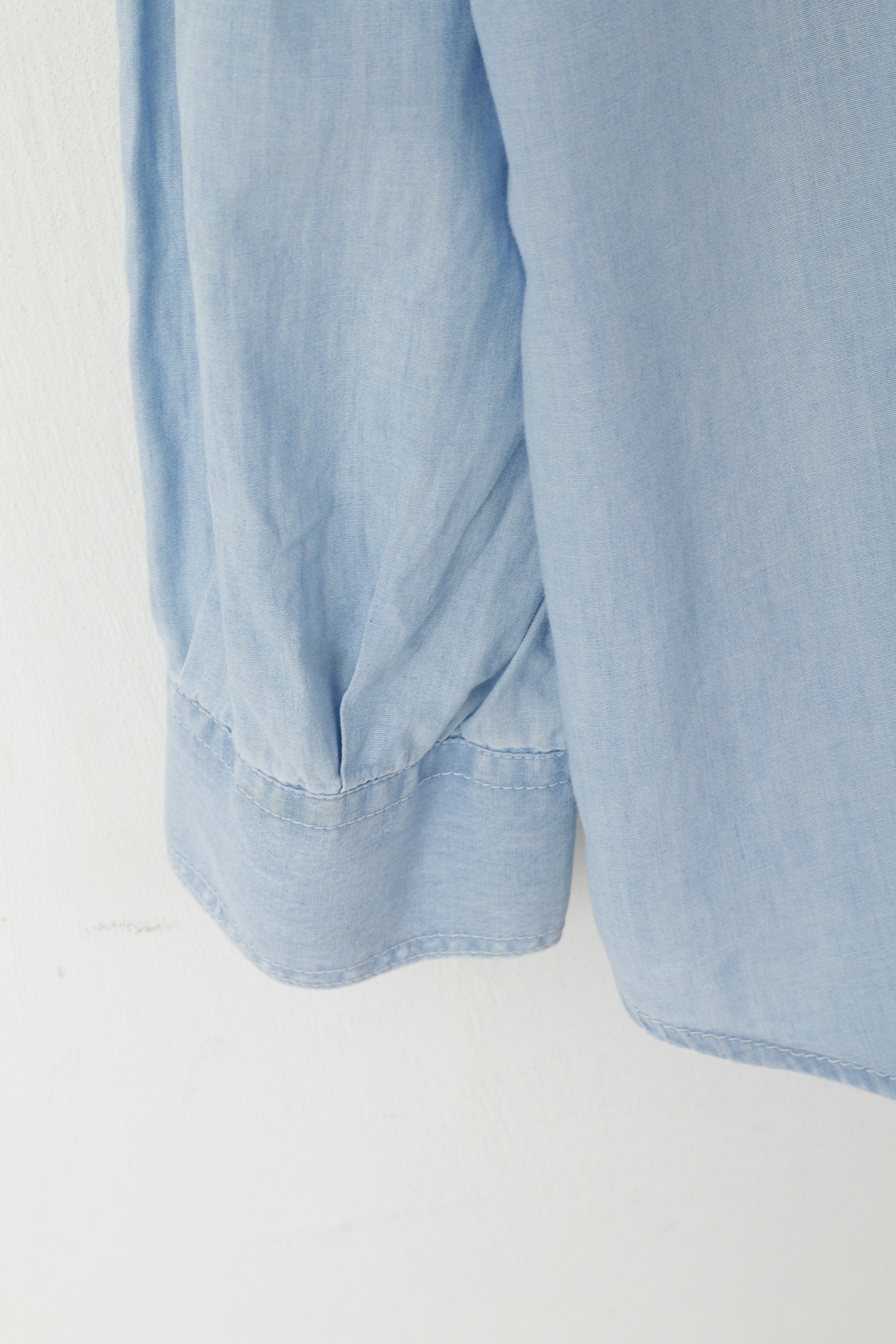 Calvin Klein Jeans Uomo L Camicia casual Top a maniche lunghe in morbido cotone azzurro