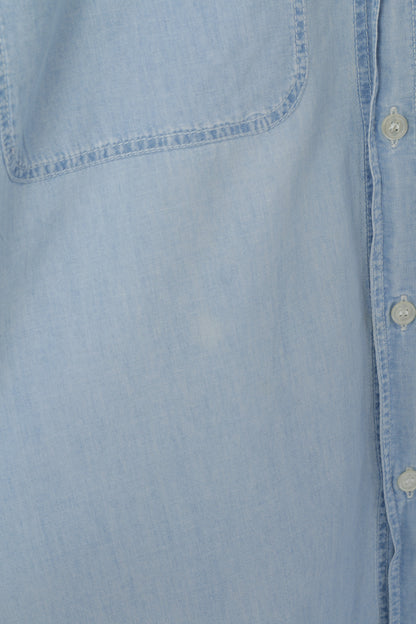 Calvin Klein Jeans Men L Casual Shirt Light Blue Cotton Soft Long Sleeve Top