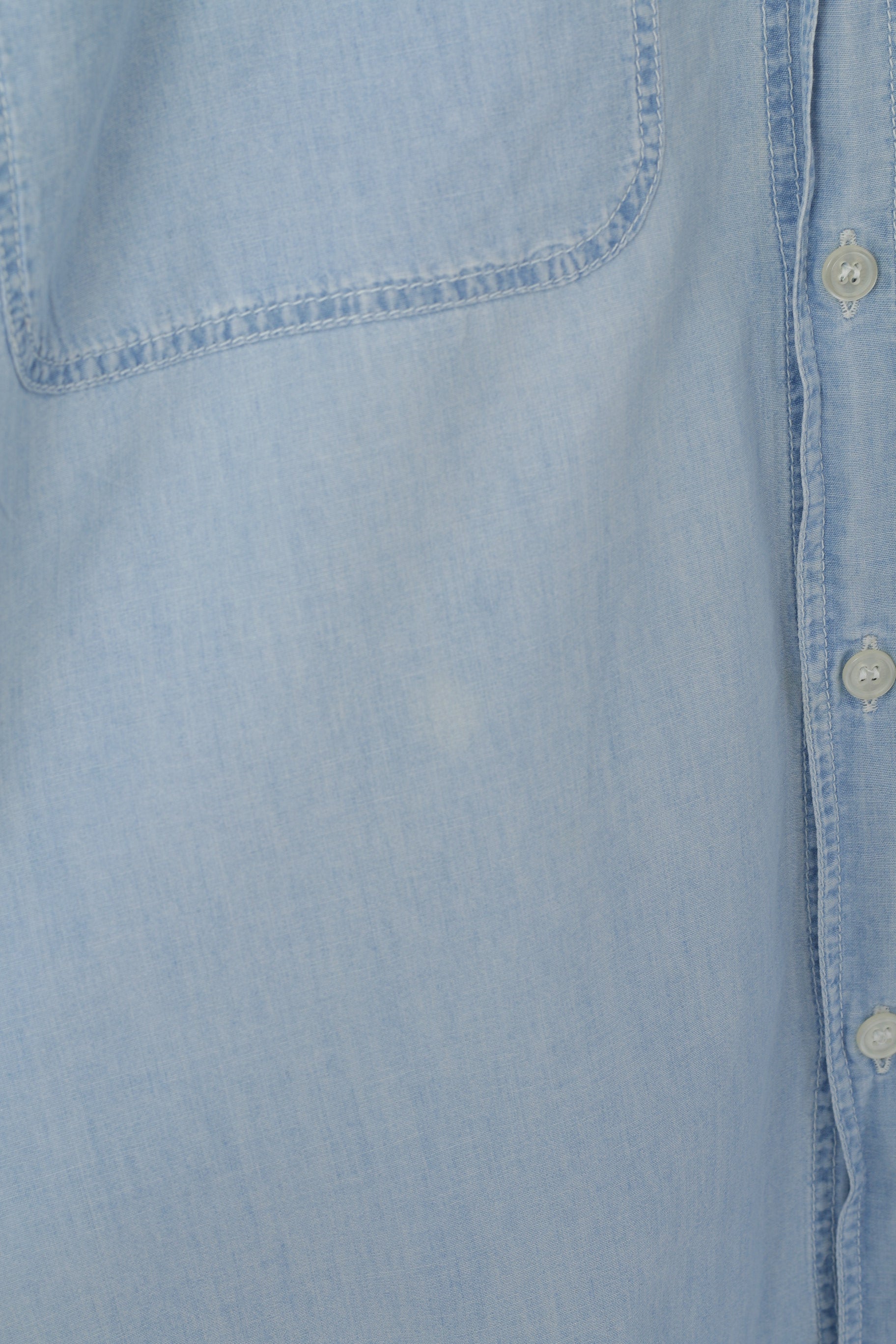 Calvin Klein Jeans Uomo L Camicia casual Top a maniche lunghe in morbido cotone azzurro