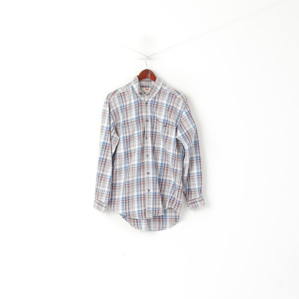 Levi's Men S Casual Shirt Blue Check Vintage Cotton Long Sleeve Western Top