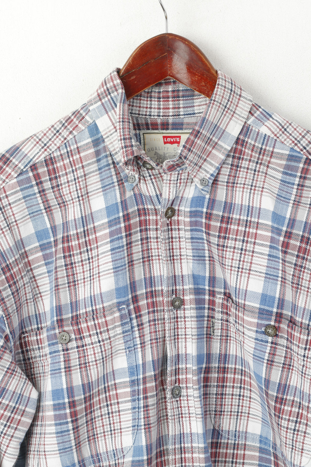 Levi's Men S Casual Shirt Blue Check Vintage Cotton Long Sleeve Western Top