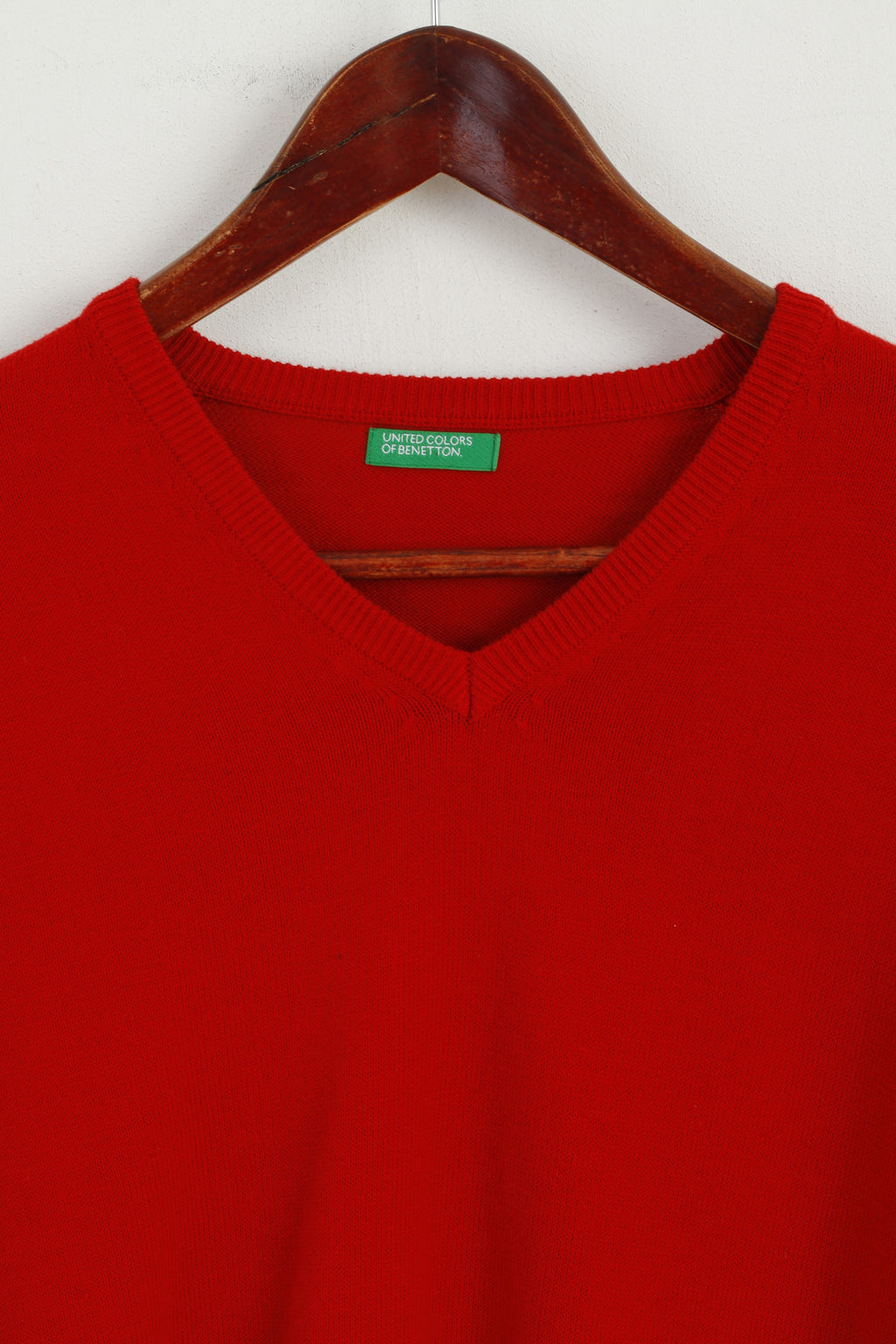 United Colors of Benetton Homme M Pull Rouge Coton Col V Pull Classique