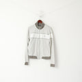 Penguin Men M (S) Sweatshirt Grey Cotton Full Zipper Herringbone Casual Top