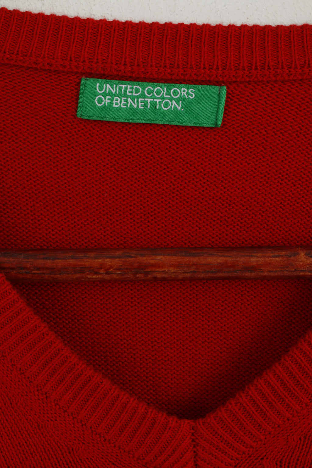 United Colors of Benetton Homme M Pull Rouge Coton Col V Pull Classique