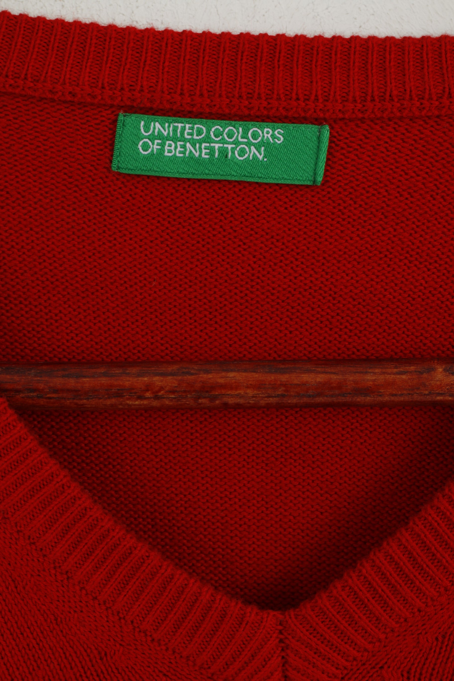 United Colors of Benetton Homme M Pull Rouge Coton Col V Pull Classique