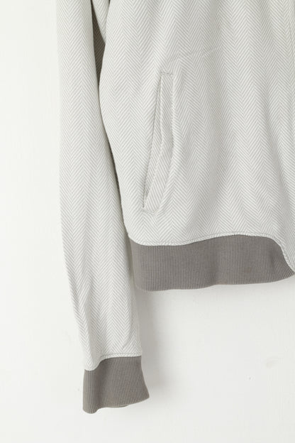 Penguin Men M (S) Sweatshirt Grey Cotton Full Zipper Herringbone Casual Top