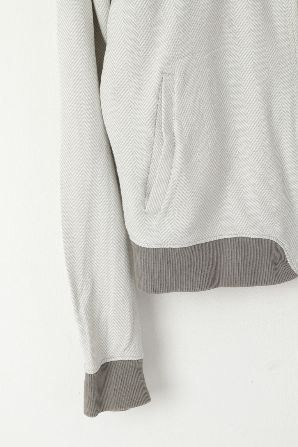 Penguin Hommes M (S) Sweat Gris Coton Fermeture Éclair Complète Chevrons Haut Décontracté