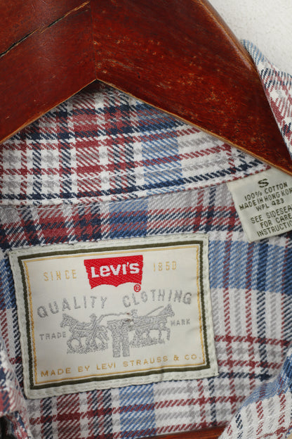 Levi's Men S Casual Shirt Blue Check Vintage Cotton Long Sleeve Western Top
