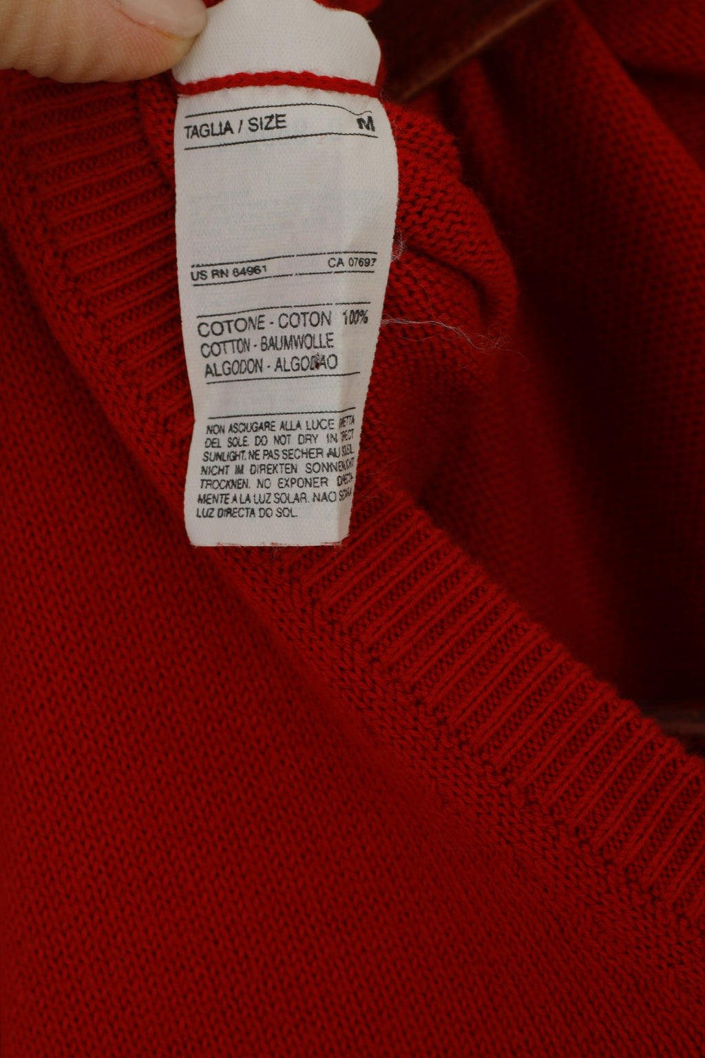 United Colors of Benetton Homme M Pull Rouge Coton Col V Pull Classique