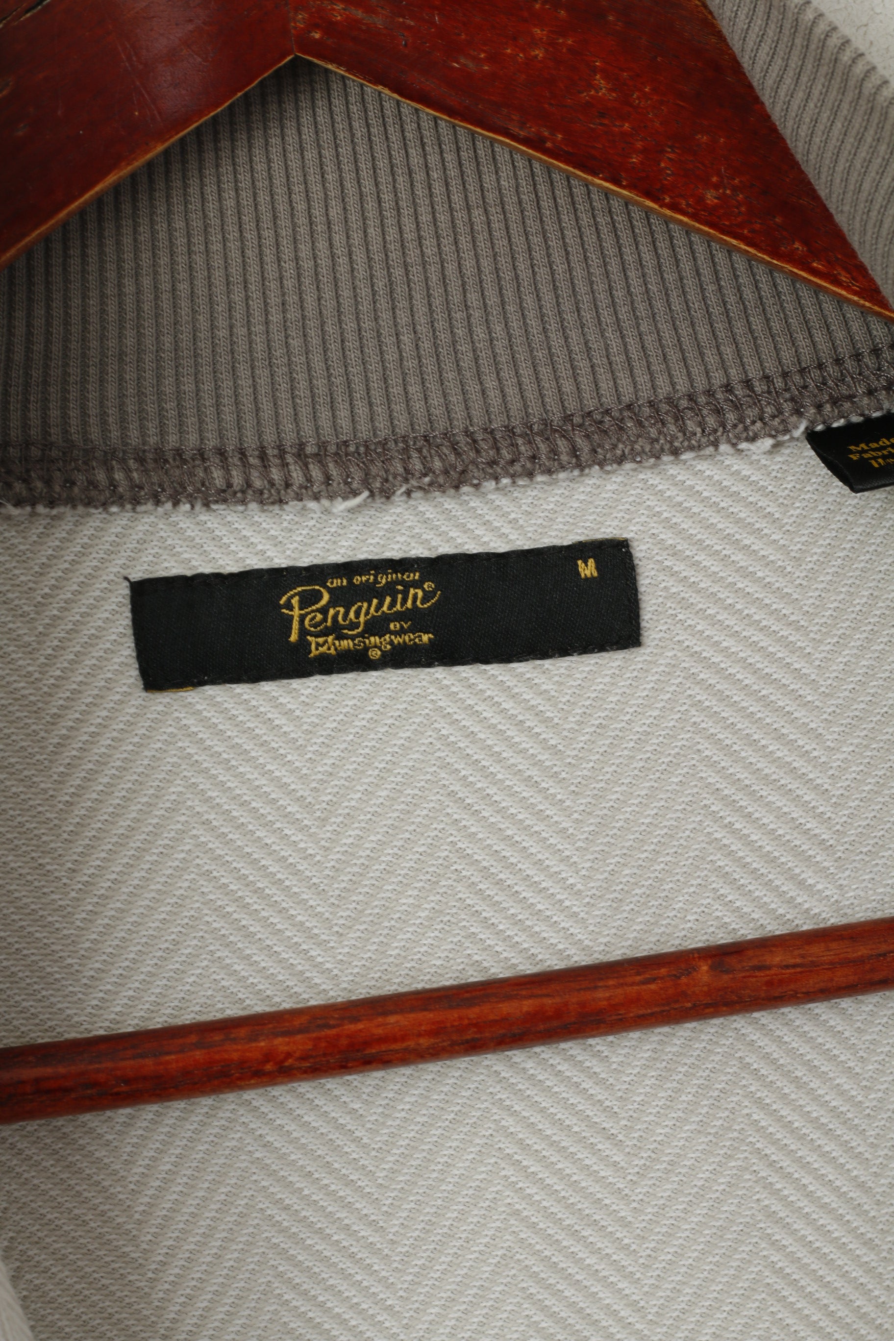 Penguin Hommes M (S) Sweat Gris Coton Fermeture Éclair Complète Chevrons Haut Décontracté