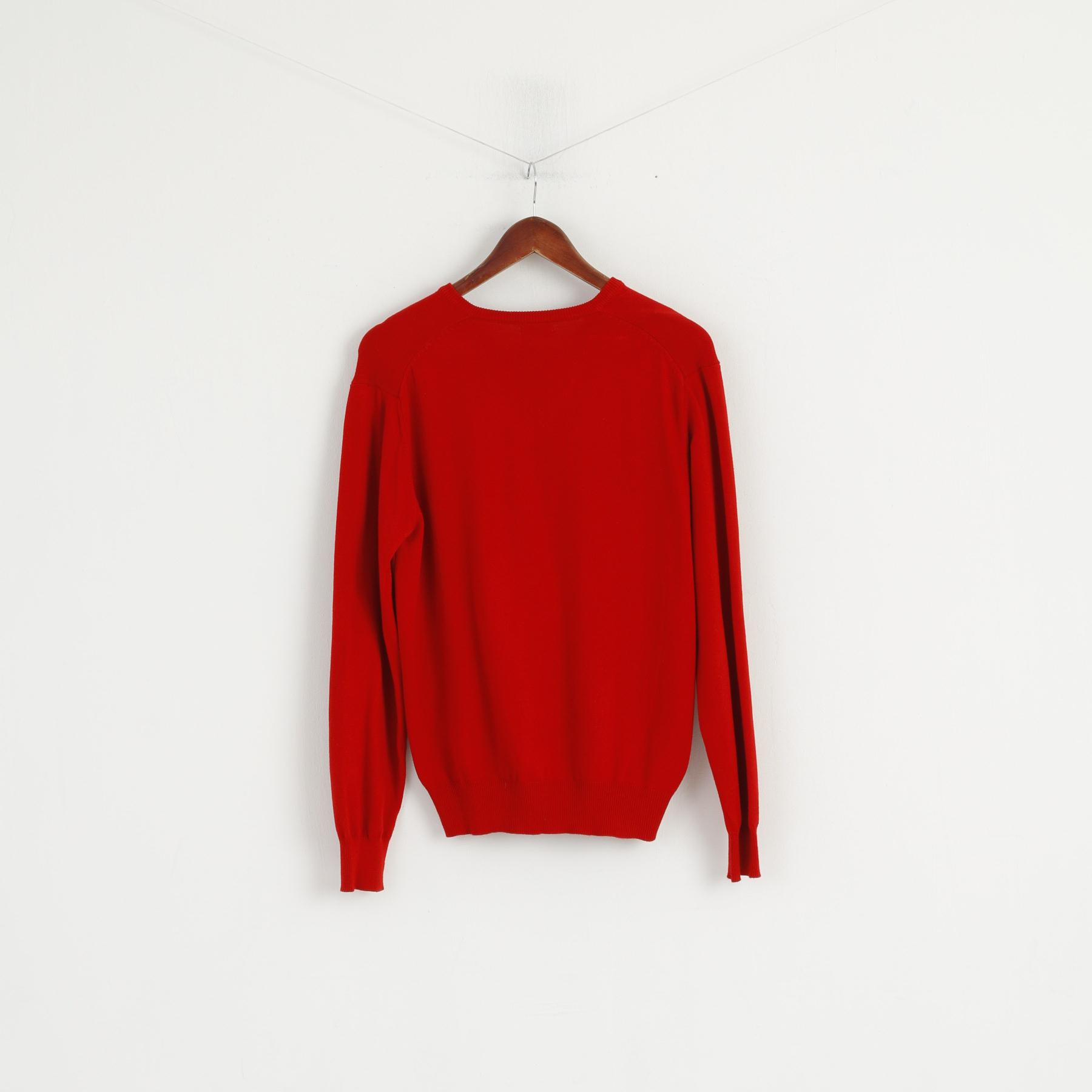 United Colors of Benetton Homme M Pull Rouge Coton Col V Pull Classique