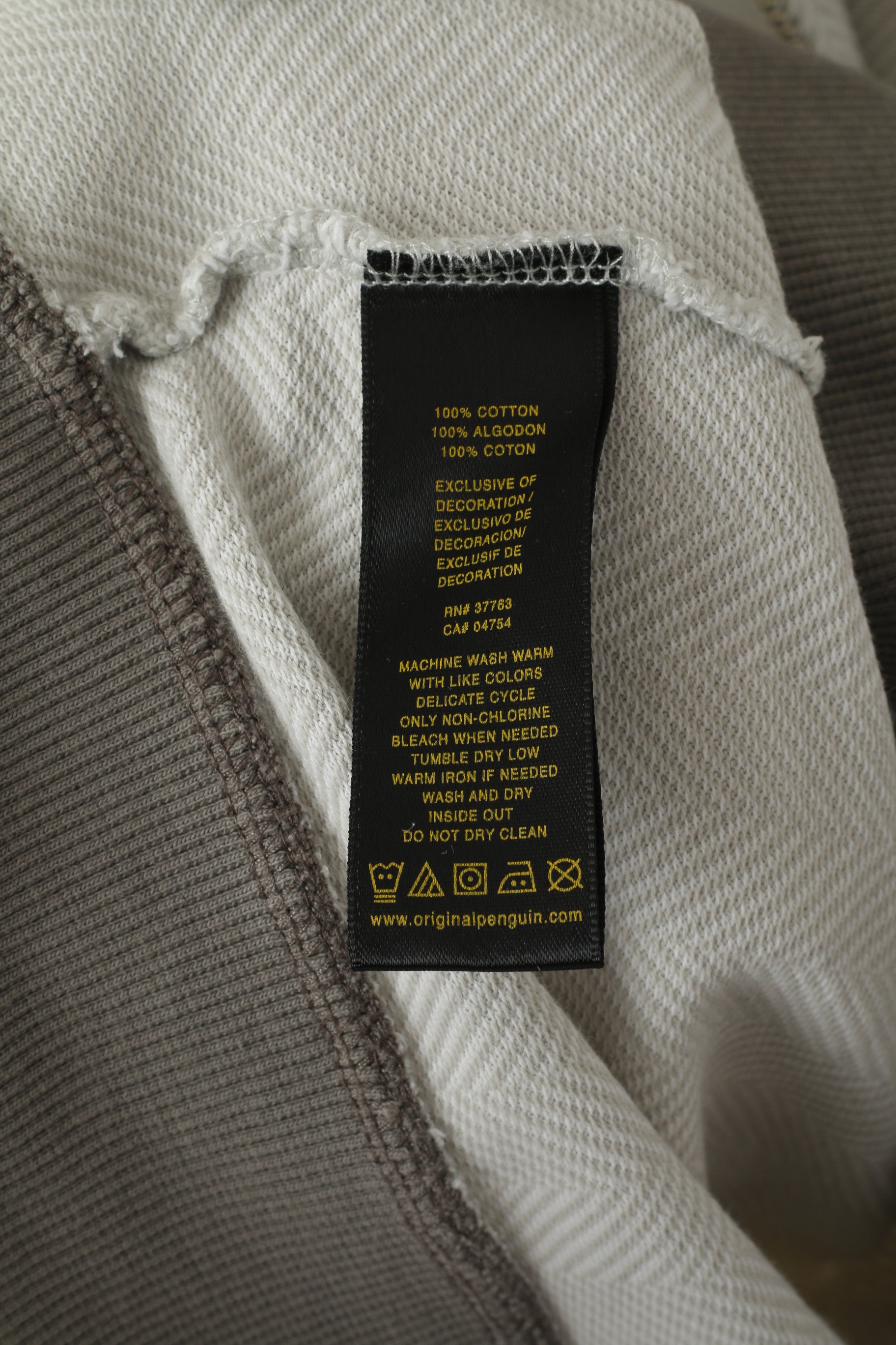 Penguin Hommes M (S) Sweat Gris Coton Fermeture Éclair Complète Chevrons Haut Décontracté