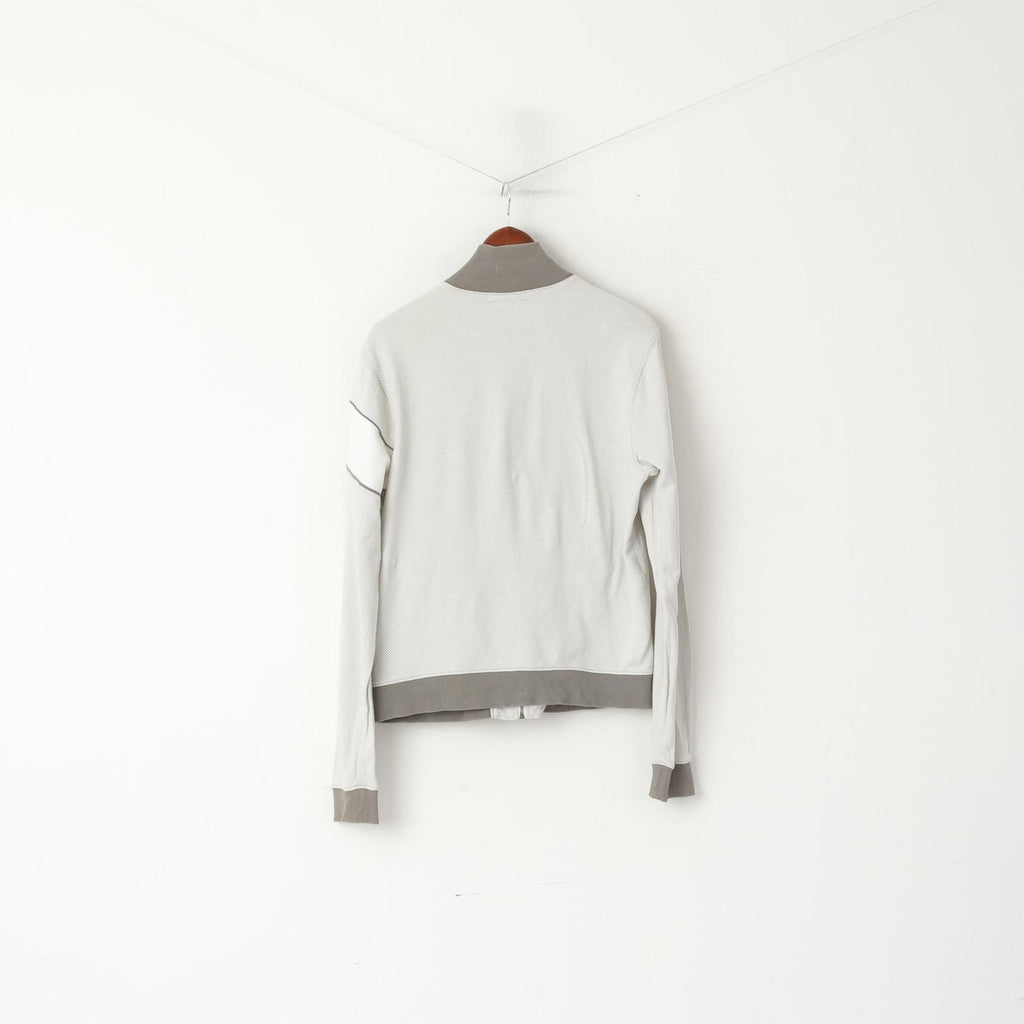 Penguin Hommes M (S) Sweat Gris Coton Fermeture Éclair Complète Chevrons Haut Décontracté