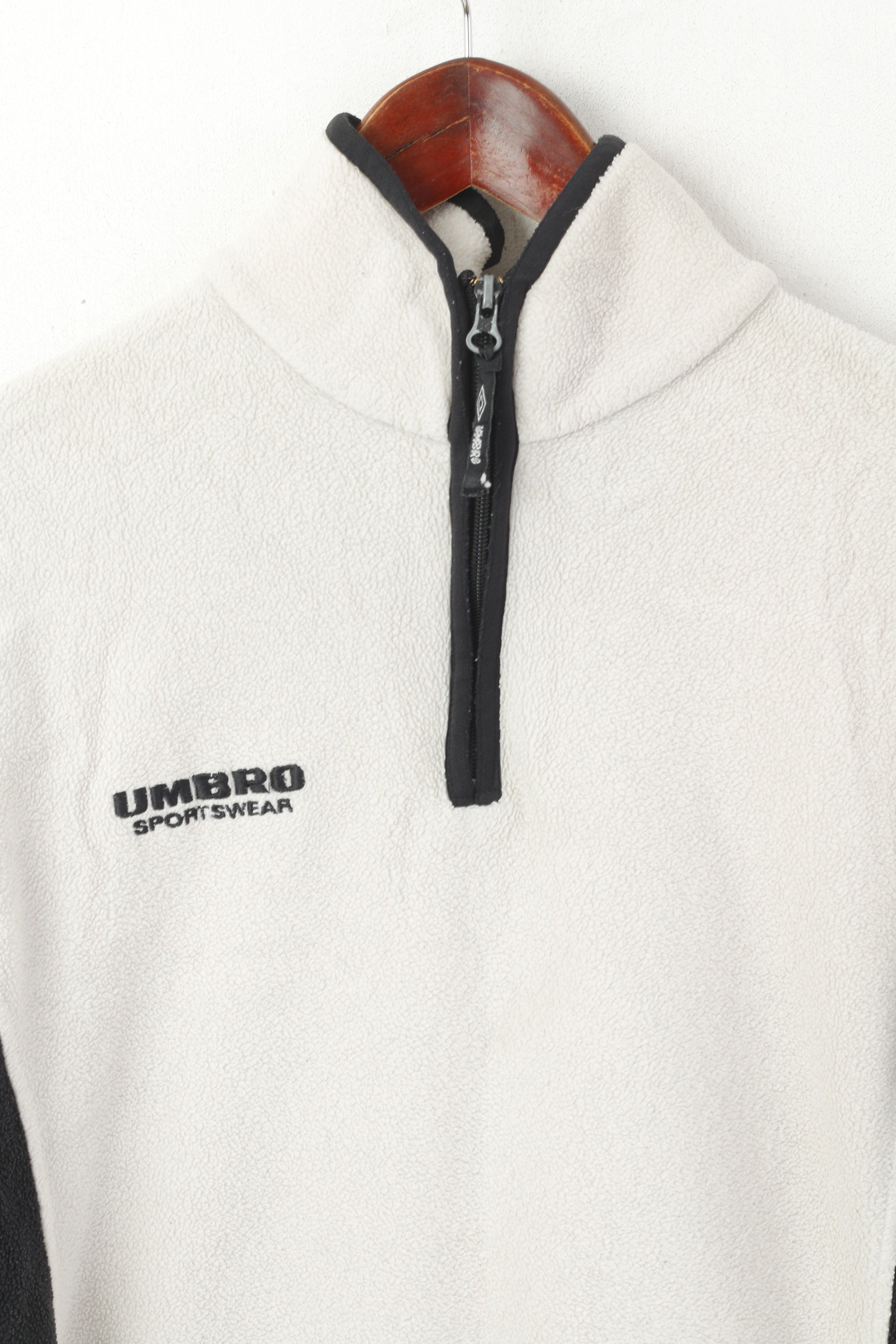 Umbro Youth 164 Fleece Top Beige vintage Pull Zip Neck Sportswear Top