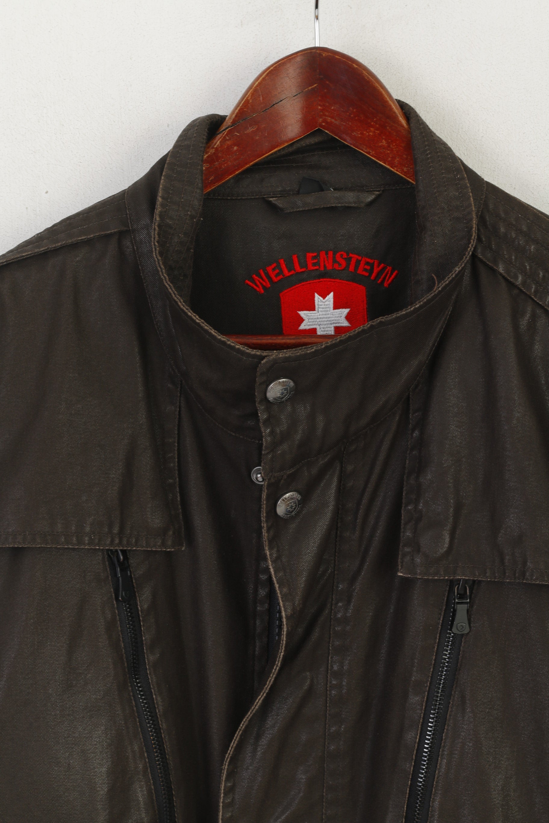 Wellensteyn Montgomery Men XL Jacket Brown Wax Cotton Military Zip Up Top