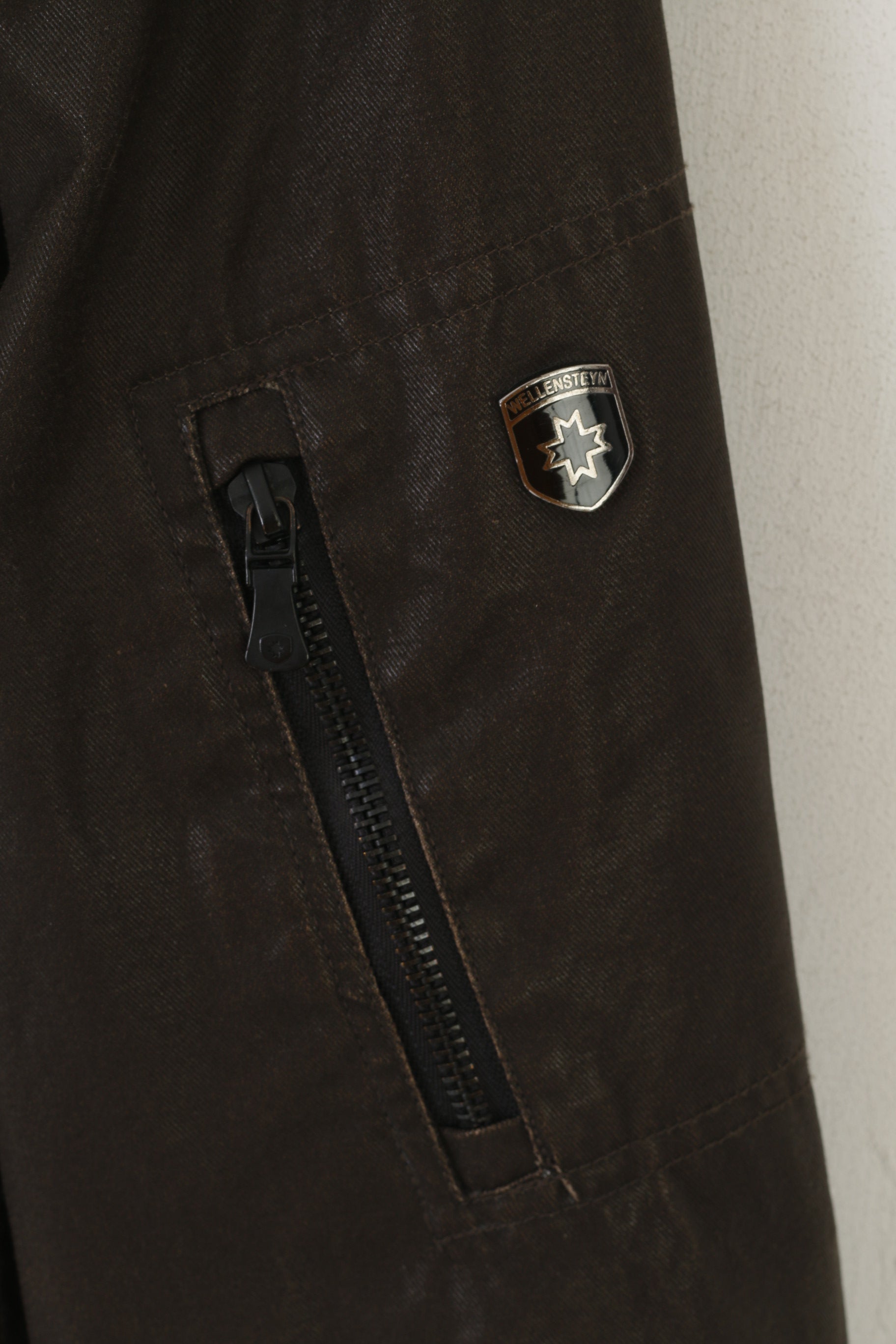 Wellensteyn Montgomery Men XL Jacket Brown Wax Cotton Military Zip Up Top