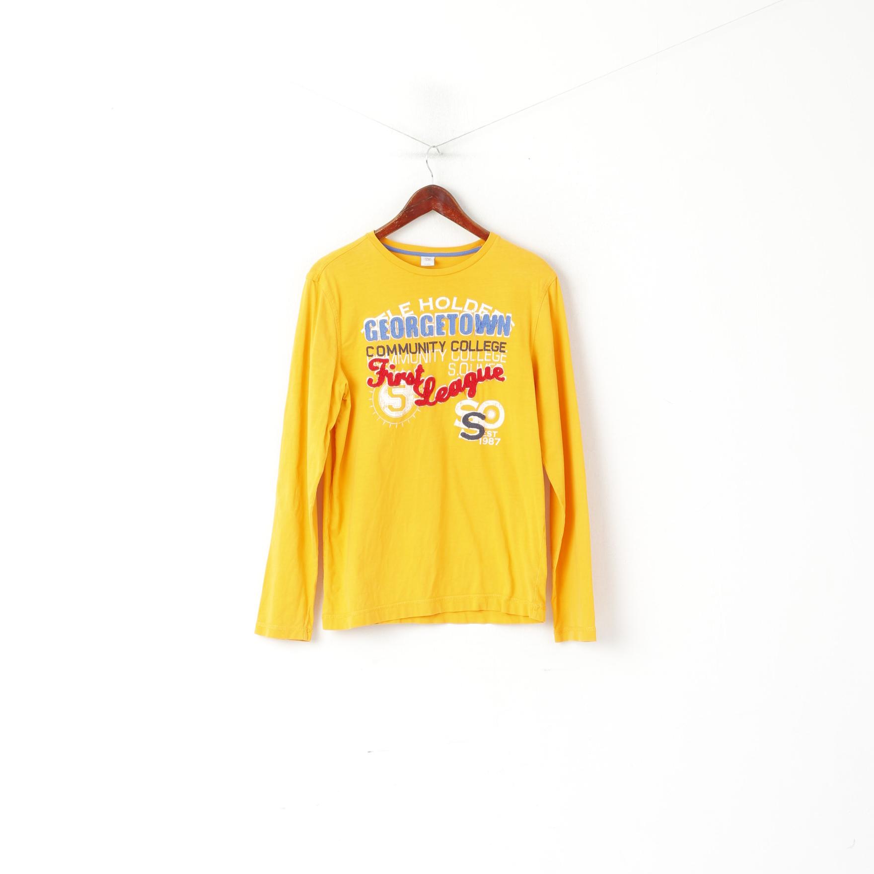 S. Oliver Youth XL 176 Shirt Orange Cotton Graphic Georgetown Long Sleeve Top