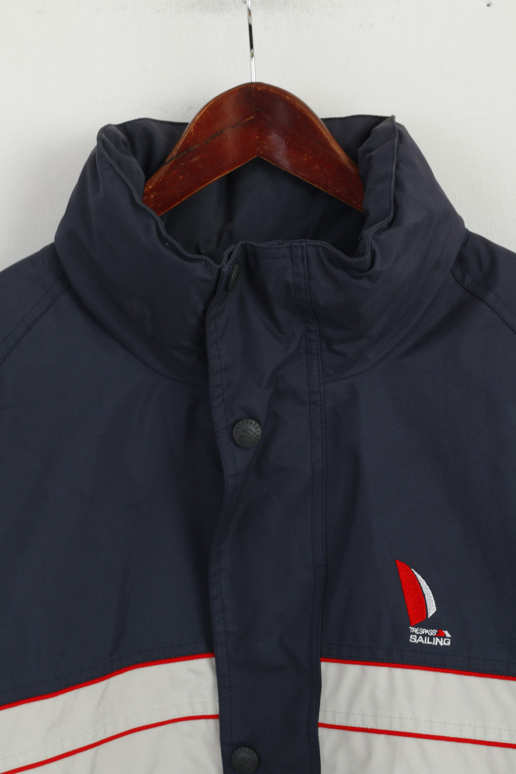 Giacca da uomo Trespass Sailing L Giacca da vela impermeabile con cappuccio nascosto blu scuro