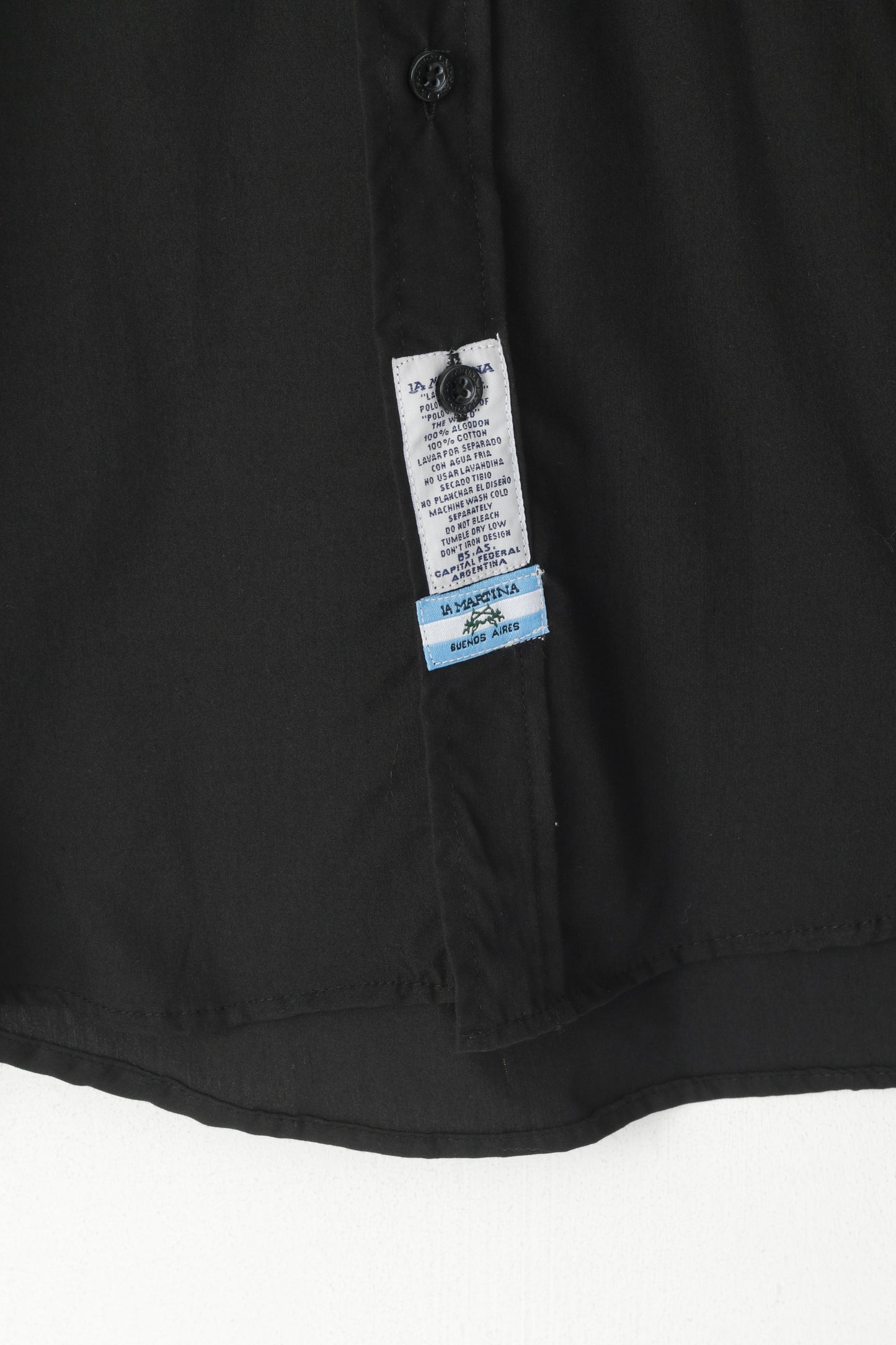 La Martina Men S Casual Shirt Black Slim Fit Cotton Buenos Aires #3 Polo Team Top