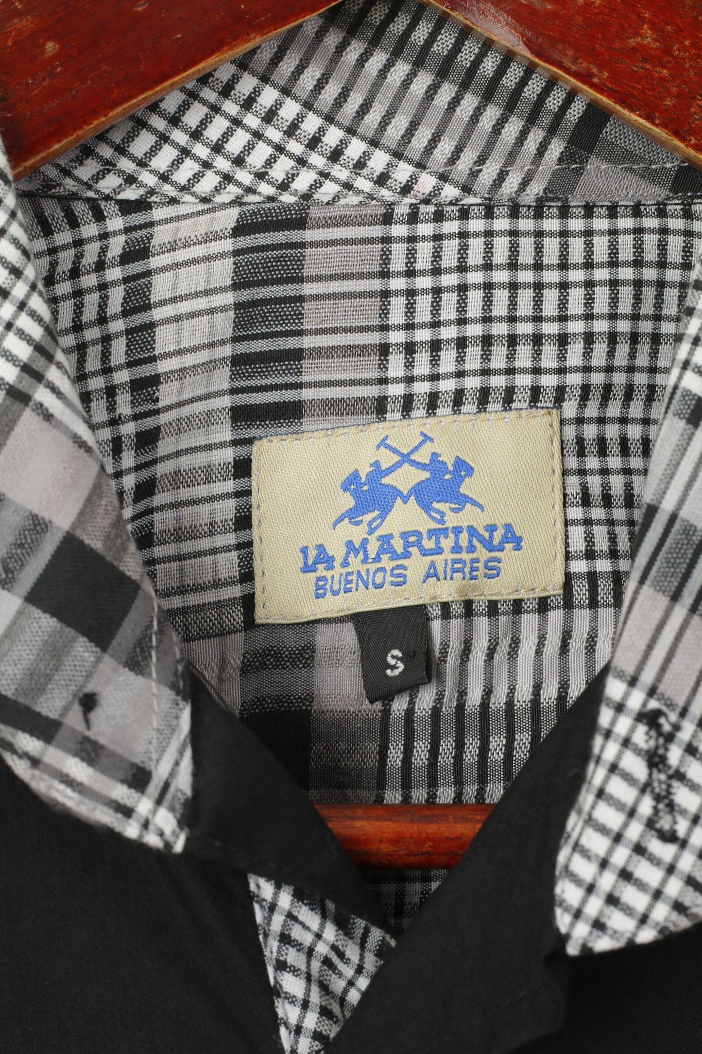 La Martina Chemise décontractée pour homme Noir Coupe ajustée Coton Buenos Aires #3 Polo Team Top