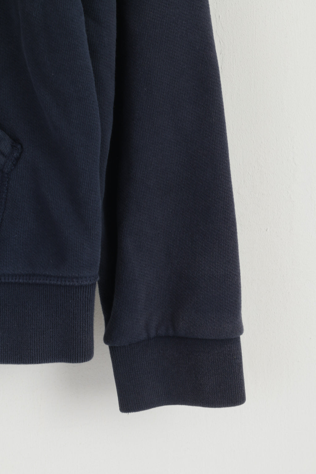 GANT Women L Sweatshirt Navy Cotton Hooded Full Zipper Embroidered Top